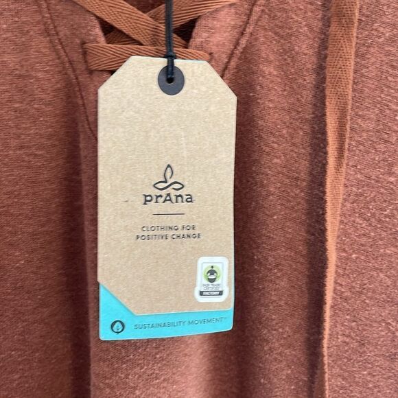 PrAna Cozy Up Terry Dress Raux Heather Lace-up V-Neck Lounge NWT. XS - Picture 4 of 10